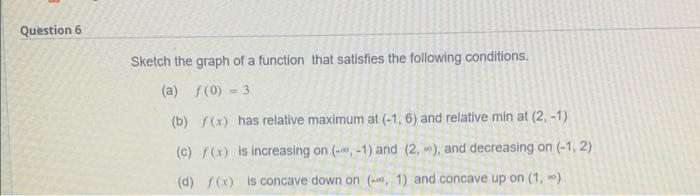 Solved Sketch the graph of a function that satisfies the | Chegg.com