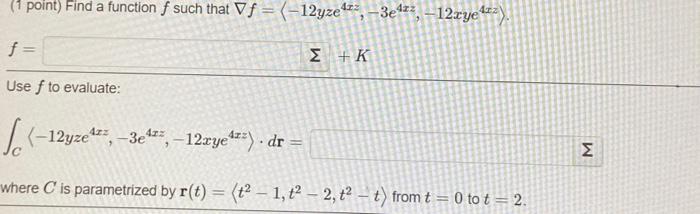 Solved (1 point) Find a function f such that | Chegg.com