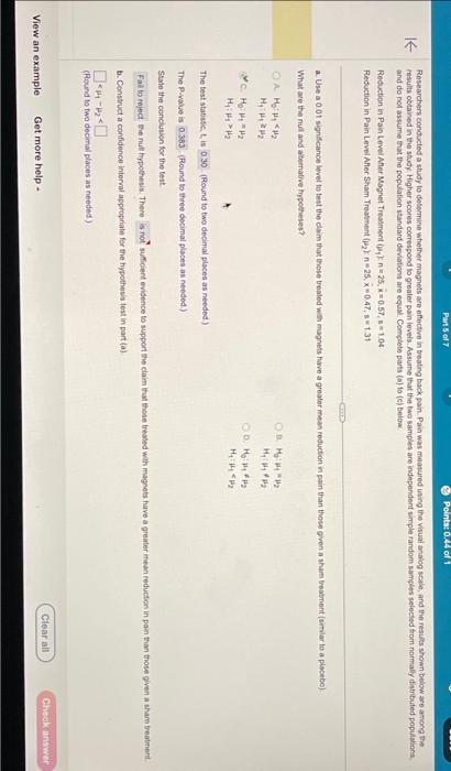 Solved Researchers conducted a study to debemine whether | Chegg.com