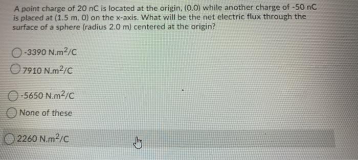 Solved A point charge of 20 nC is located at the origin, | Chegg.com
