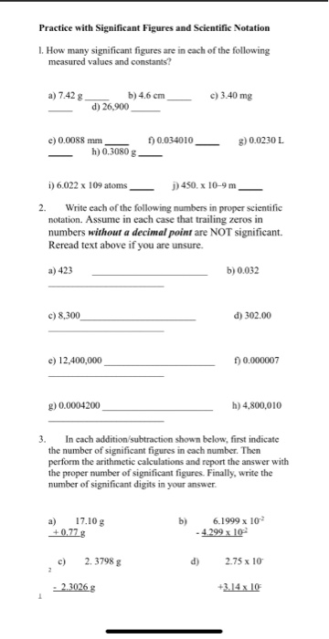 Solved Practice with Significant Figures and Scientific | Chegg.com