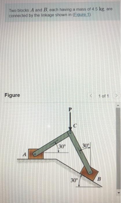 Solved Two Blocks A And B Each Have A Mass Of Kg Chegg Com