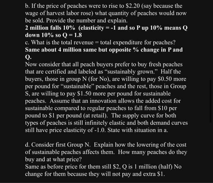 Solved 4. The supply curve for peaches is completely elastic Chegg