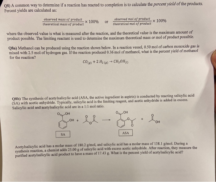 Solved 08 A Common Way To Determine If A Reaction Has Re Chegg Com