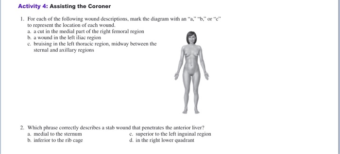 Solved Activity 4: Assisting The Coroner 1. For Each Of The | Chegg.com