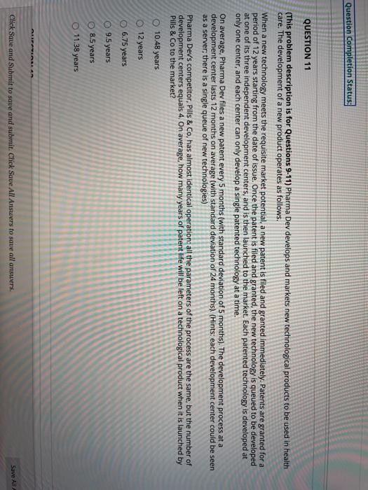 Solved Question Completion Status: QUESTION 11 (This problem | Chegg.com