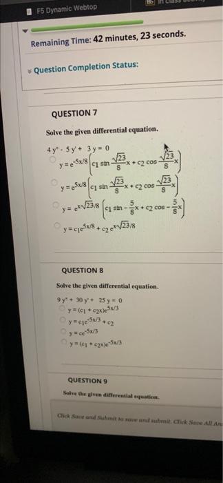 Solved QUESTION 9 Solve the given differential equation. 9 | Chegg.com