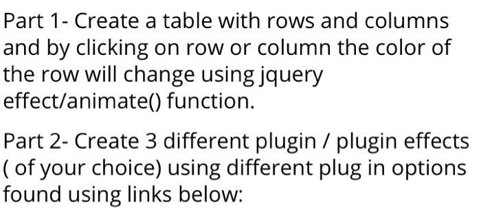 Solved Part 1 - Create a table with rows and columns and by | Chegg.com