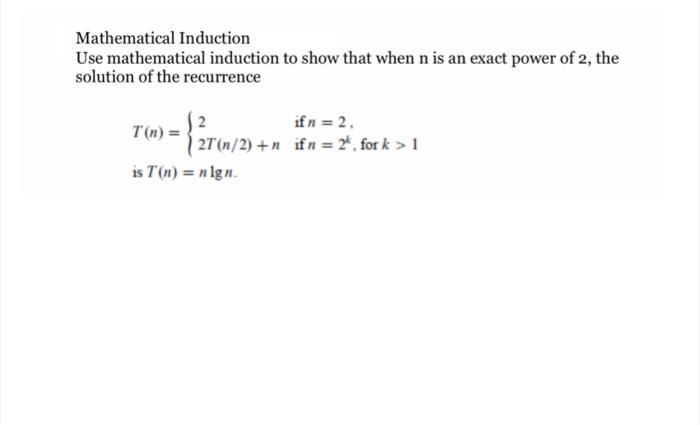 Solved Mathematical Induction Use Mathematical Induction To | Chegg.com ...