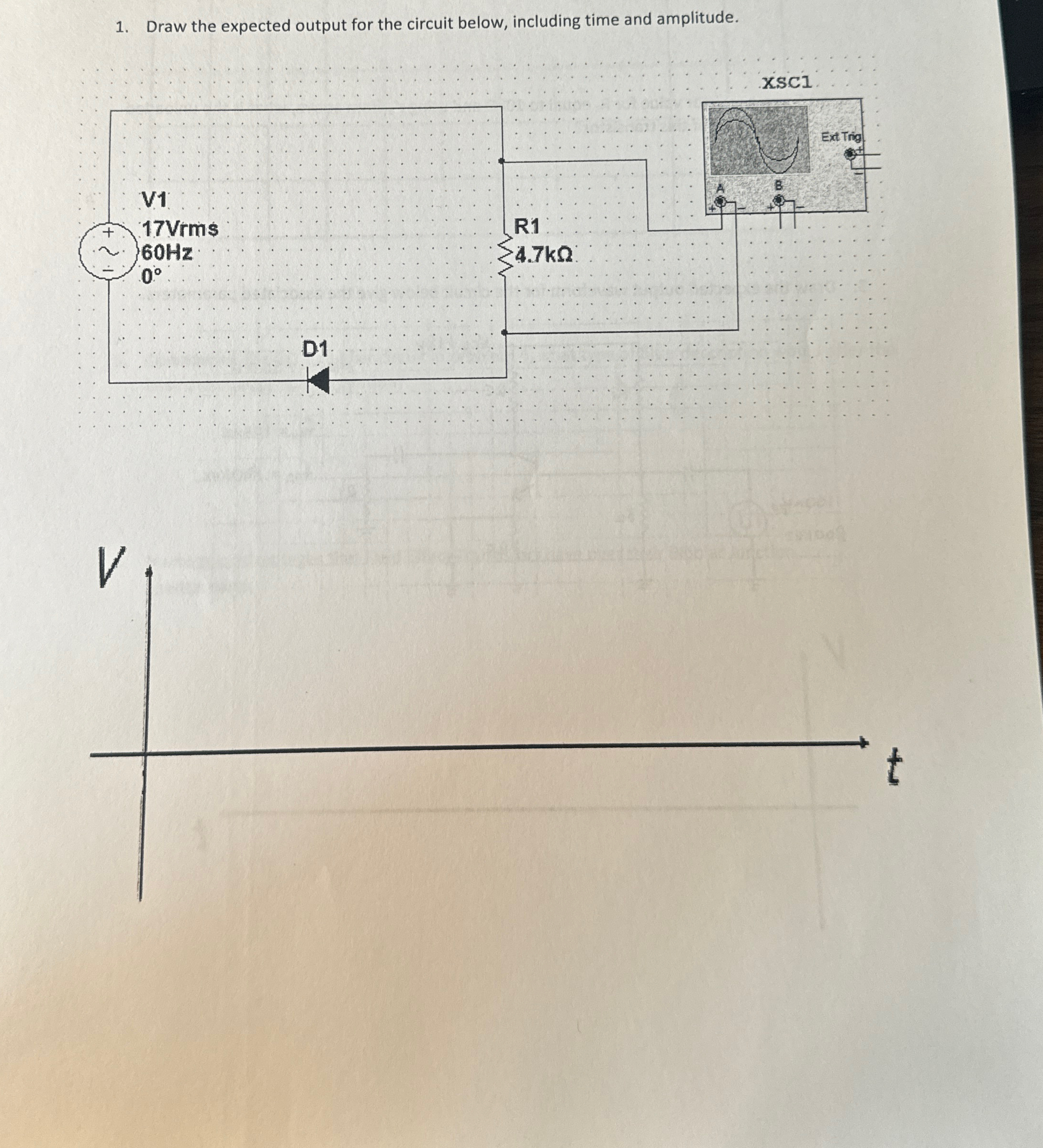 Solved Draw the expected output for the circuit below, | Chegg.com