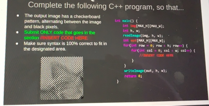 Solved Complete the following C++ program, so that... The | Chegg.com