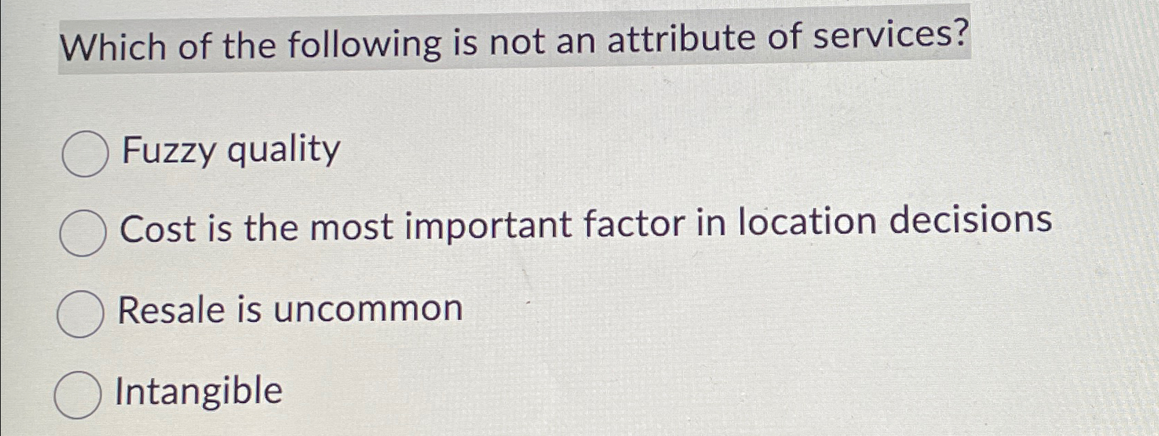 Solved Which of the following is not an attribute of | Chegg.com