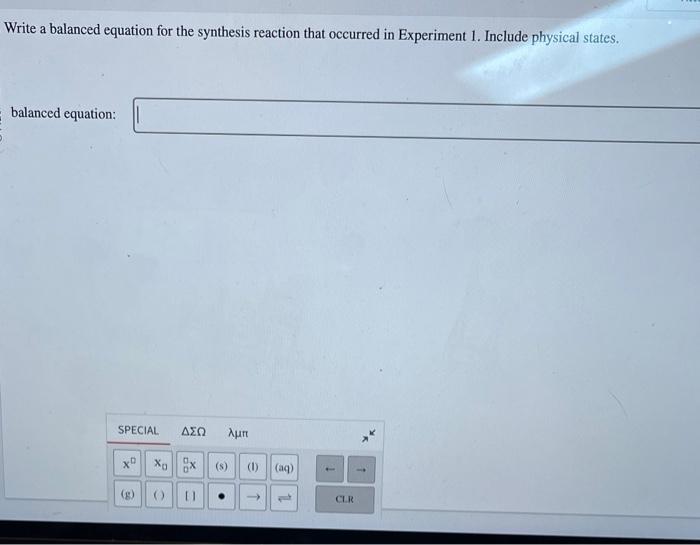 Write A Balanced Equation For The Synthesis Reaction 7181