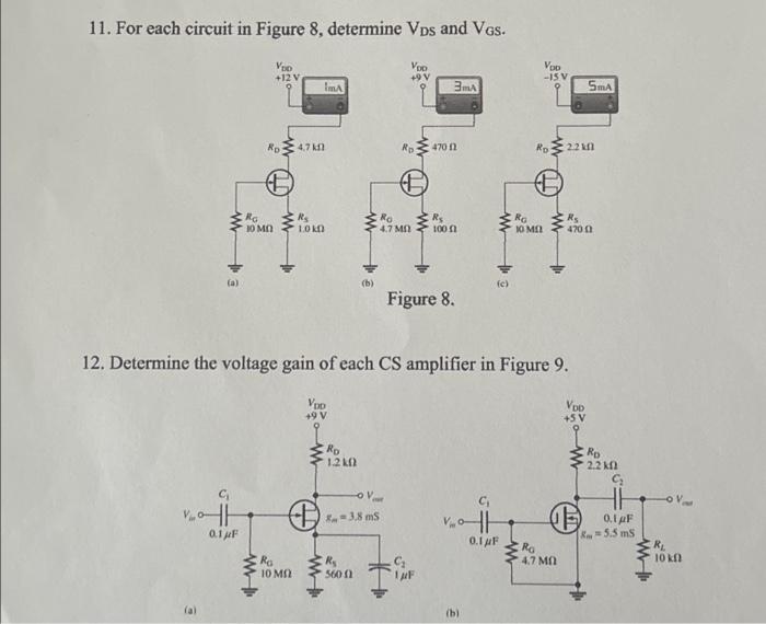 Solved 11. For each circuit in Figure 8, determine VDs and | Chegg.com