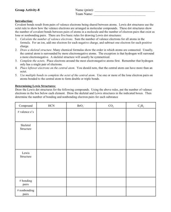 Solved Introduction: Covalent bonds result from pairs of | Chegg.com