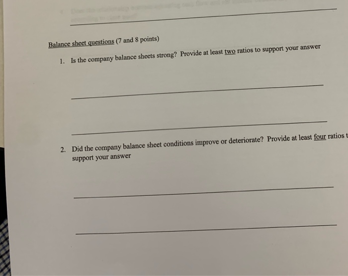 Solved Balance sheet questions (7 and 8 points) 1. Is the | Chegg.com