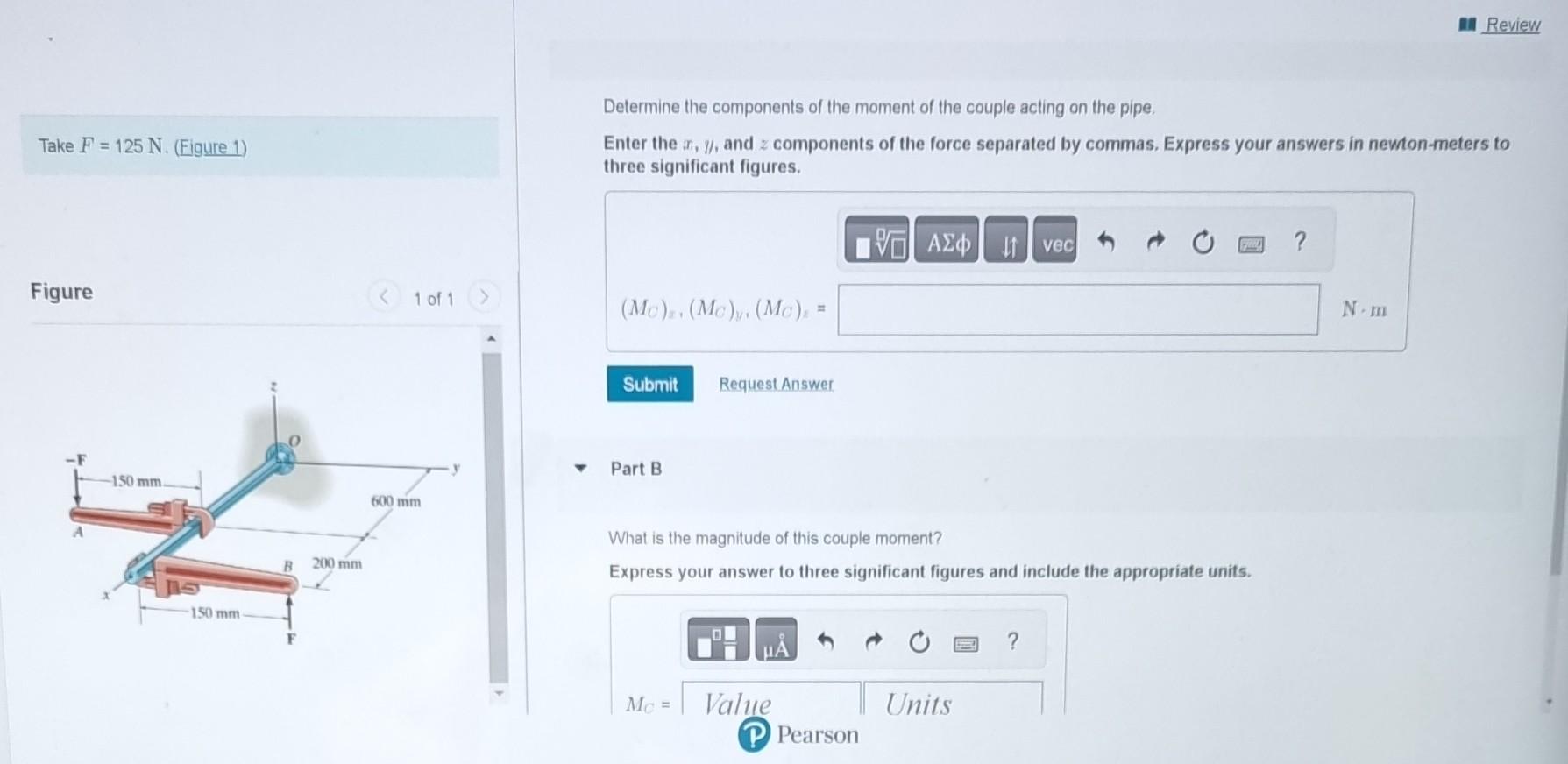 Solved Determine the components of the moment of the couple | Chegg.com