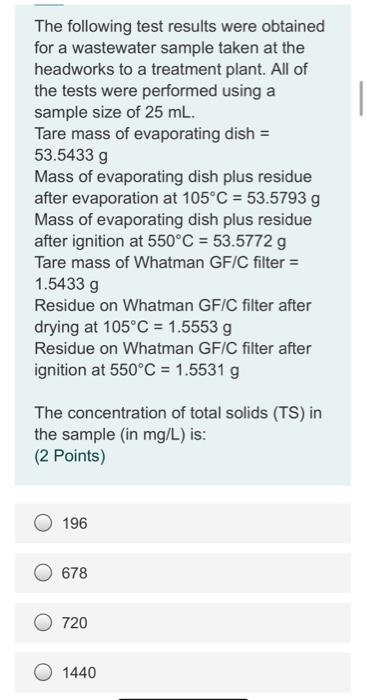 Solved The following test results were obtained for a | Chegg.com