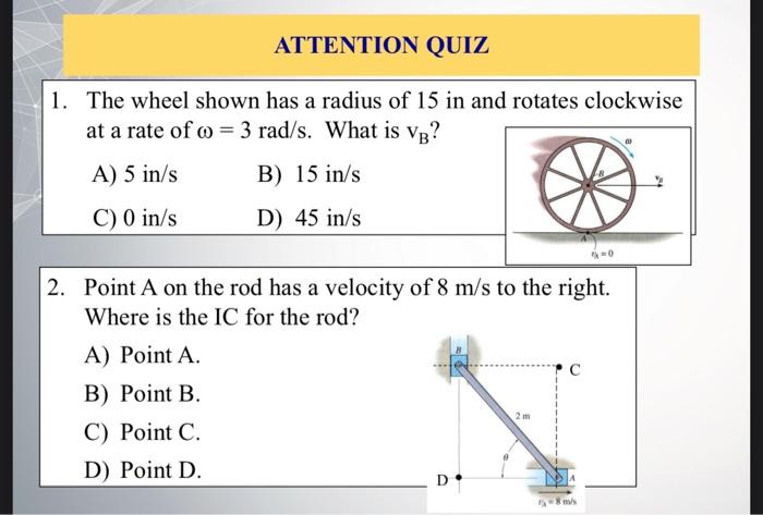 Solved 1. The wheel shown has a radius of 15 in and rotates | Chegg.com