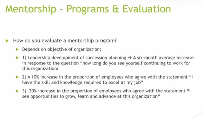 Solved Mentorship - Programs & Evaluation How do you | Chegg.com