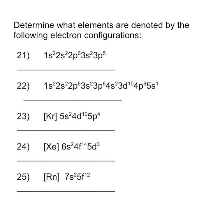 Solved Determine what elements are denoted by the following | Chegg.com