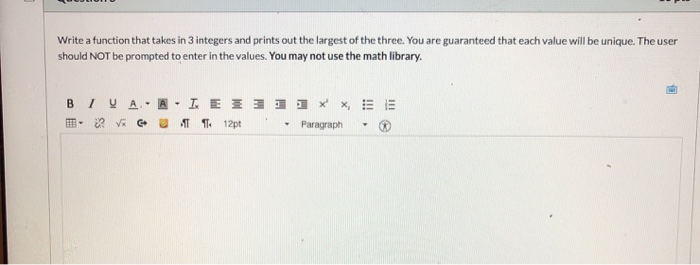 Solved Write a function that takes in 3 integers and prints | Chegg.com