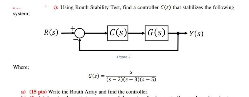 Solved system; Where; G(s)=(s−2)(s−3)(s−5)s a) (15 pts) | Chegg.com