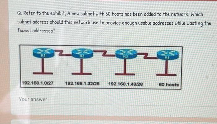 Solved Q. Refer To The Exhibit, A New Subnet With 60 Hosts | Chegg.com