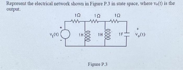 Solved Represent the electrical network shown in Figure P. 3 | Chegg.com