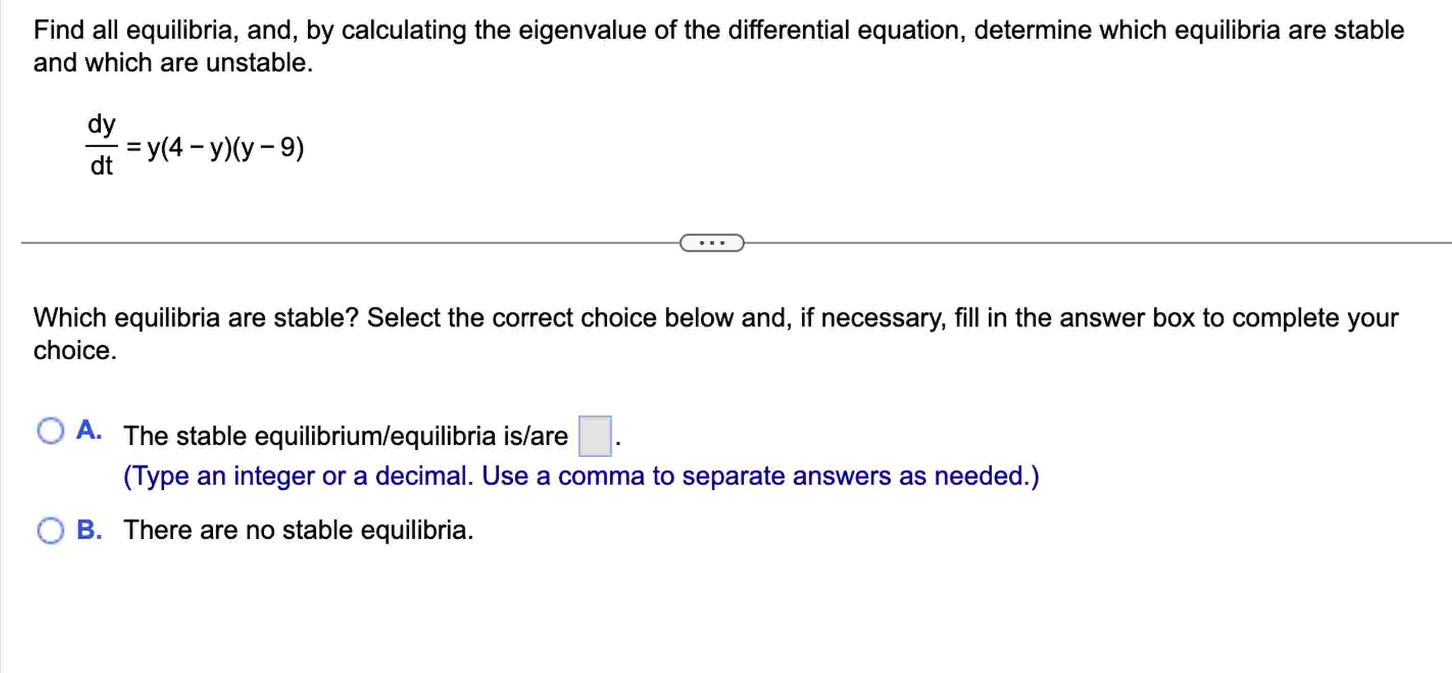 Solved Find all equilibria, and, by ﻿calculating the | Chegg.com