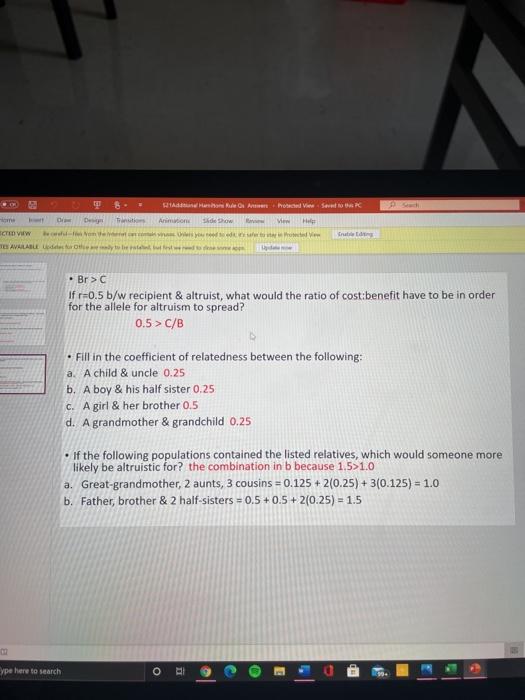 7. Using Hamilton's Rule, draw a family tree and | Chegg.com
