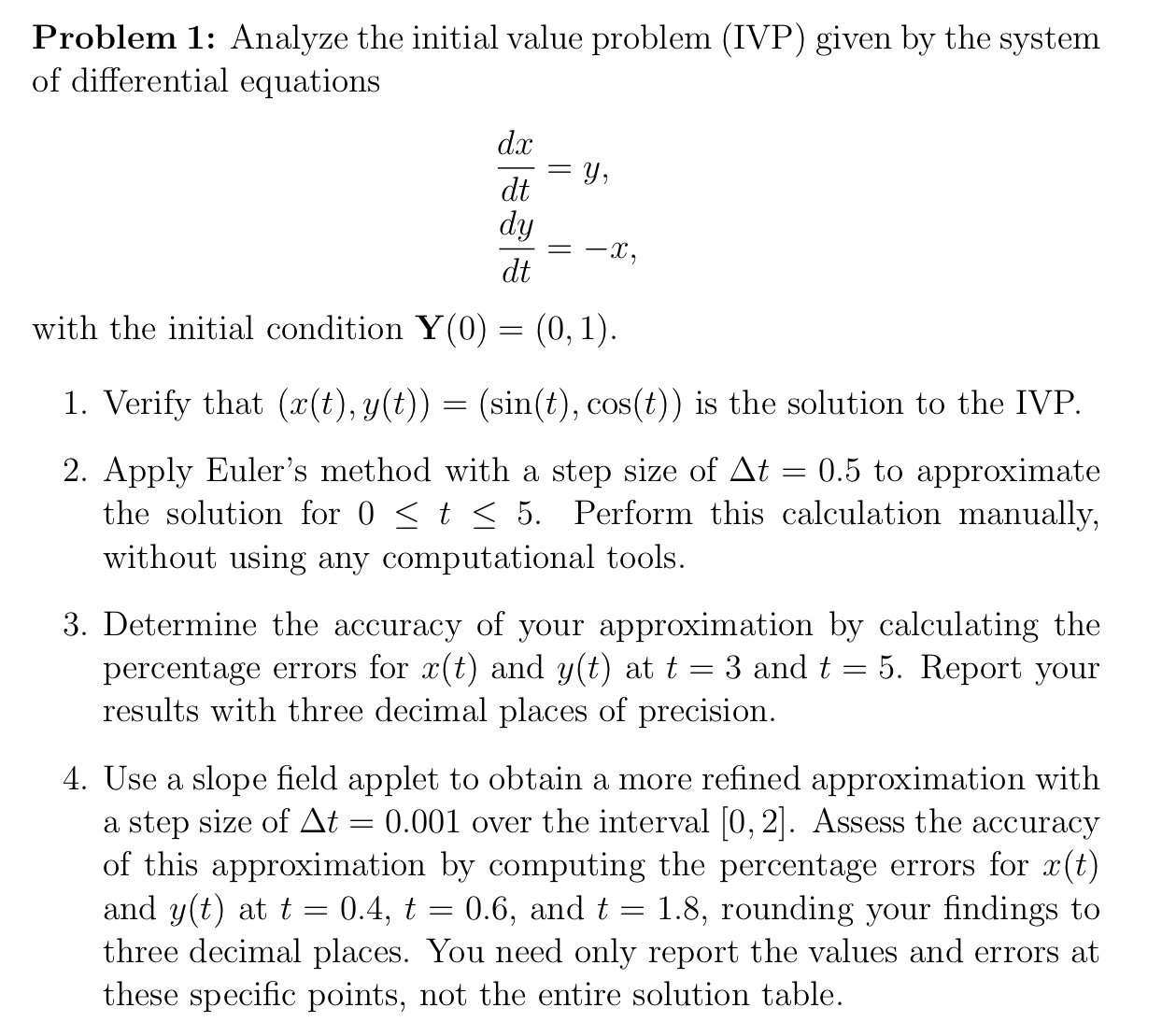 Solved Problem 1: Analyze the initial value problem (IVP) | Chegg.com