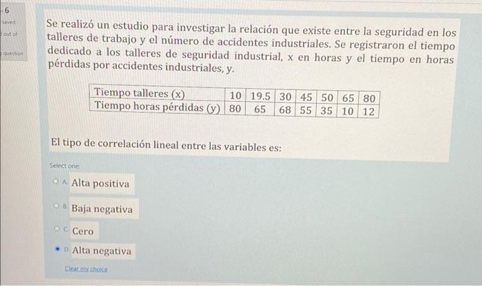 6 on 6 - out of Se realizó un estudio para investigar la relación que existe entre la seguridad en los talleres de trabajo y