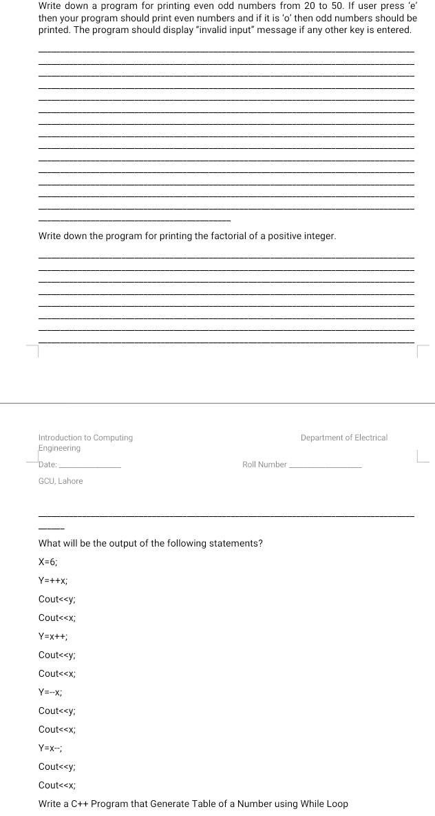 Solved Write down a program for printing even odd numbers | Chegg.com