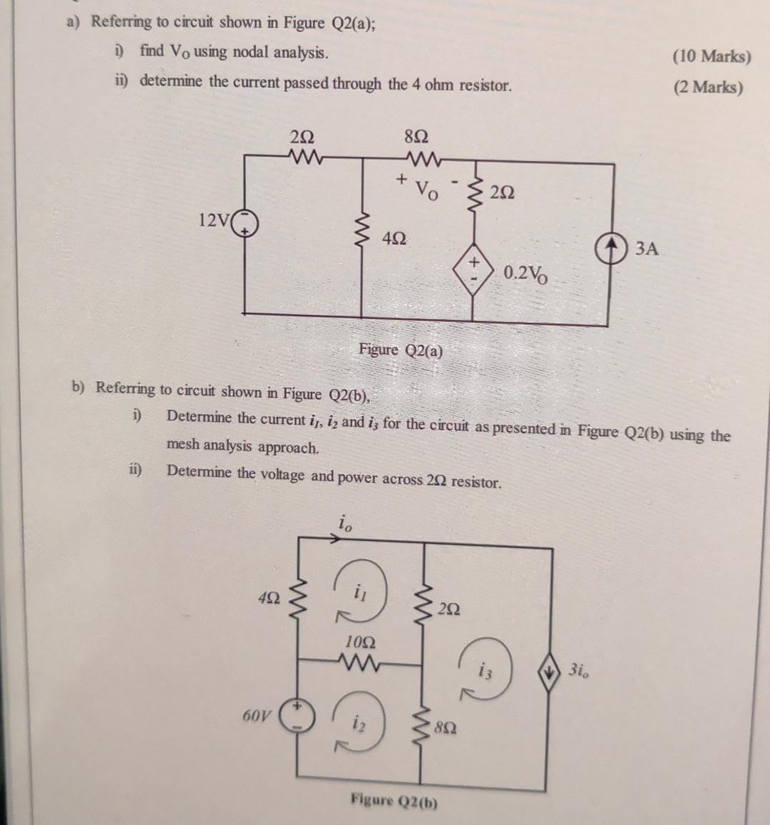 Solved a) Referring to circuit shown in Figure Q2(a); i) | Chegg.com