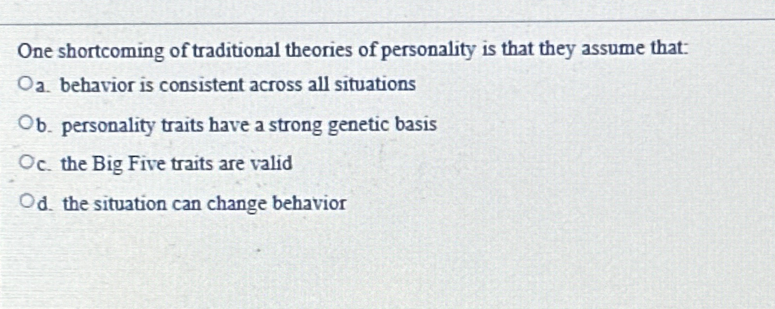 Solved One shortcoming of traditional theories of | Chegg.com
