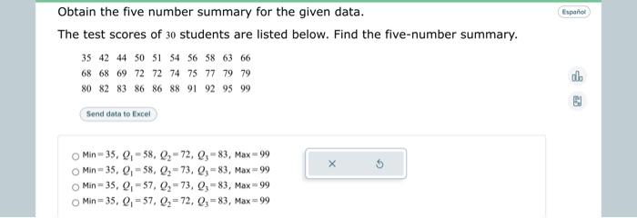 Solved Obtain The Five Number Summary For The Given Data. | Chegg.com