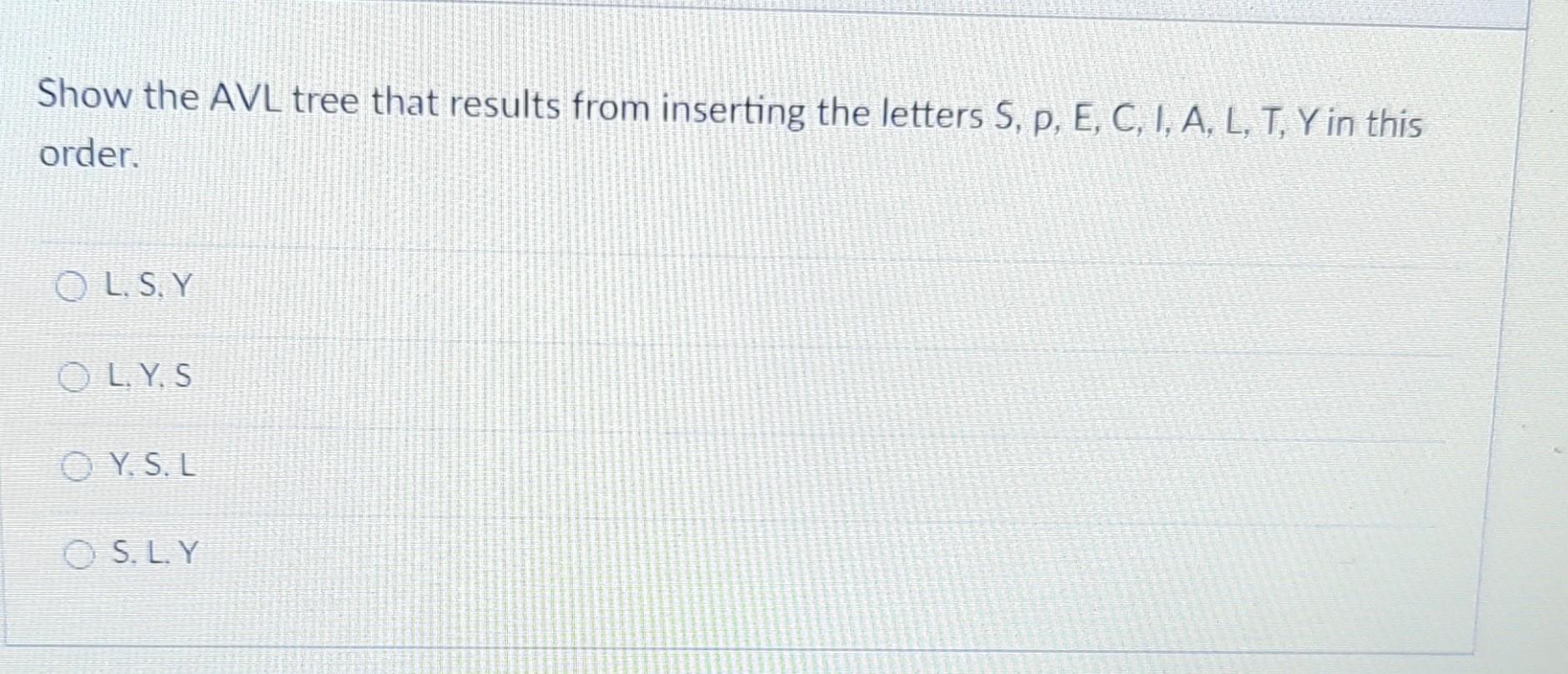 Solved Show the AVL tree that results from inserting the | Chegg.com