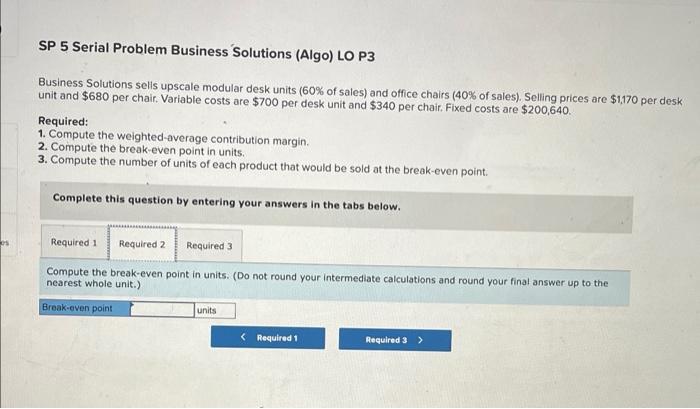 Solved SP 5 Serial Problem Business Solutions (Algo) LO P3 | Chegg.com