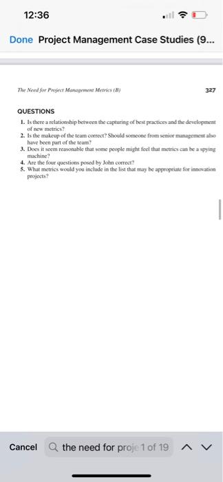 Solved Done Project Management Case Studies (9... The Need | Chegg.com