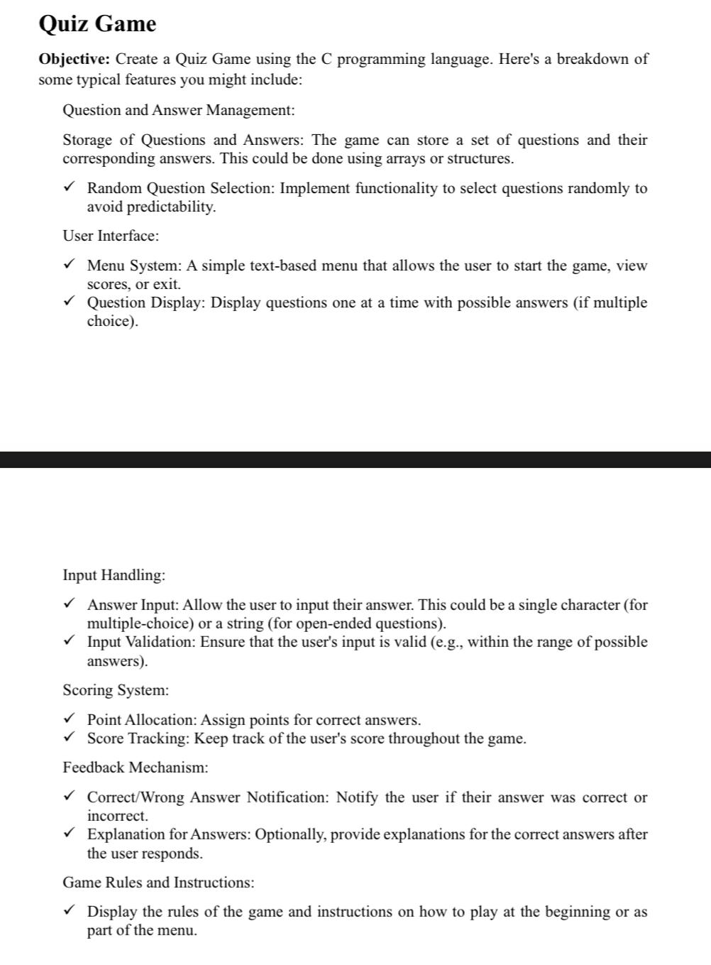 Solved Quiz GameObjective: Create a Quiz Game using the C | Chegg.com