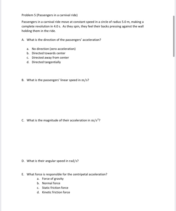 Solved Problem 4: Passengers in a carnival ride In the