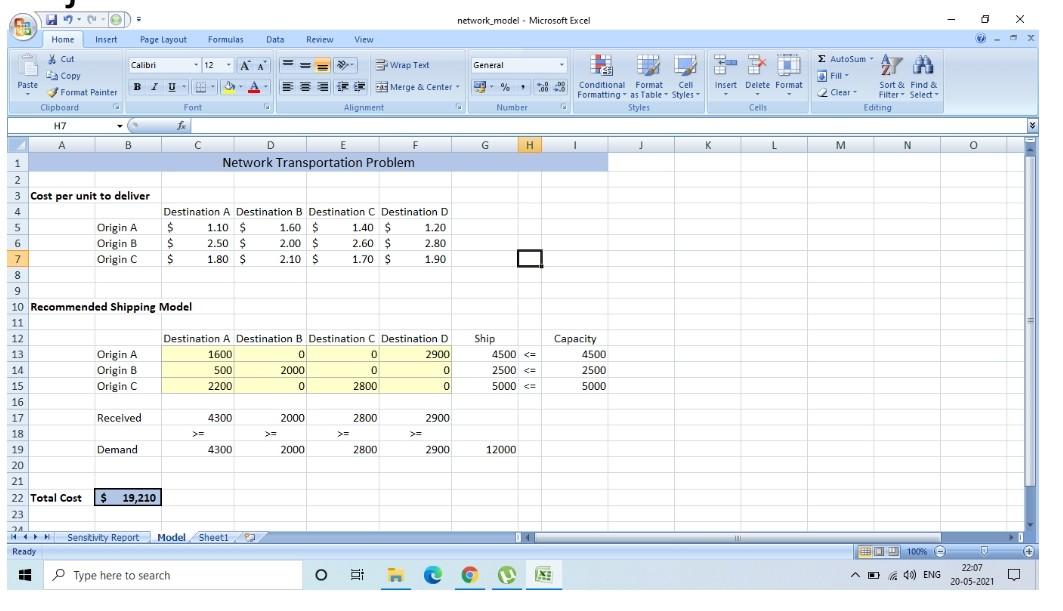 Solved 2 network_model - Microsoft Excel X RE Home Insert | Chegg.com