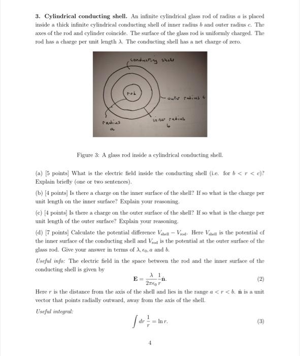 Solved 3. Cylindrical conducting shell. An infinite | Chegg.com