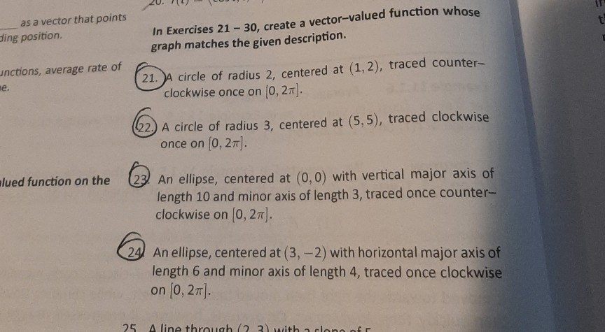 Solved In Exercises 21 - 30, create a vector-valued function | Chegg.com