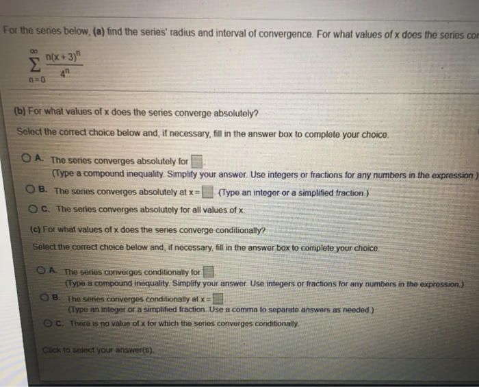 Solved For The Senes Below A Find The Series Radius An Chegg Com