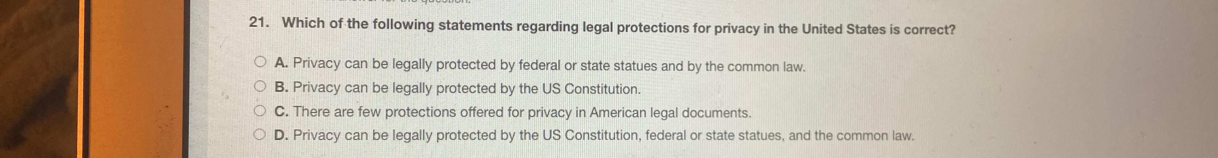 Solved Which of the following statements regarding legal | Chegg.com