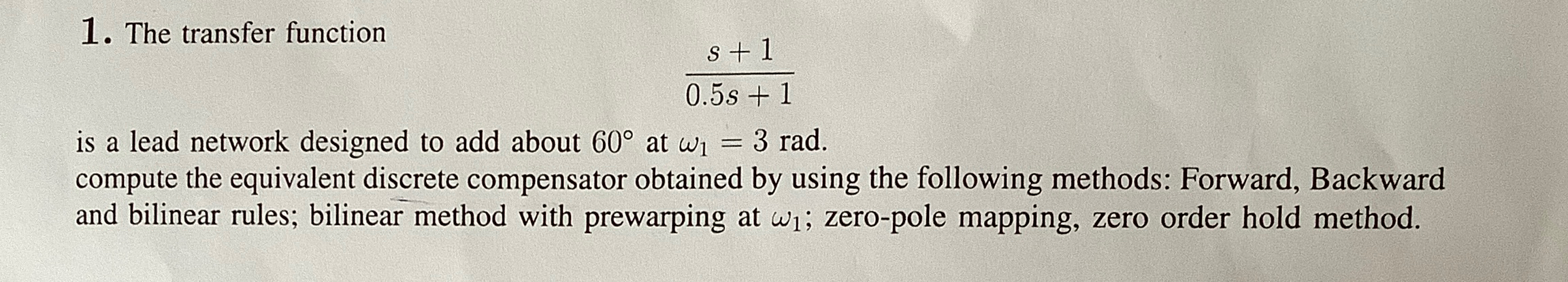 Solved The transfer functions+10.5s+1is a lead network | Chegg.com
