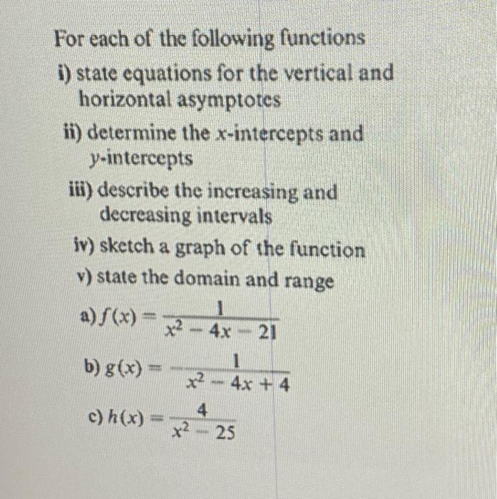 Solved For each of the following functions i) state | Chegg.com