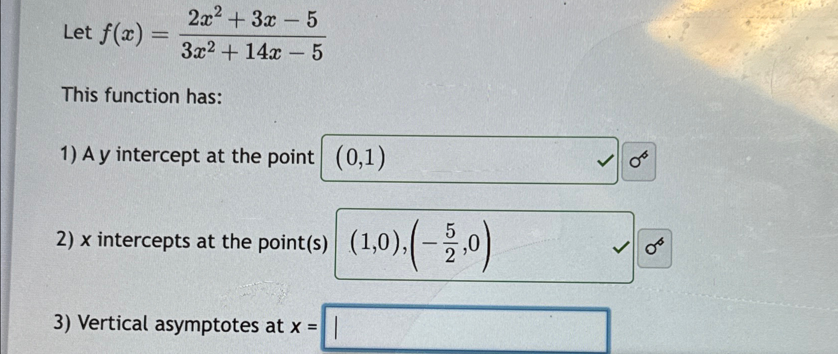 Solved Let F X 2x2 3x 53x2 14x 5this Function Has A Y